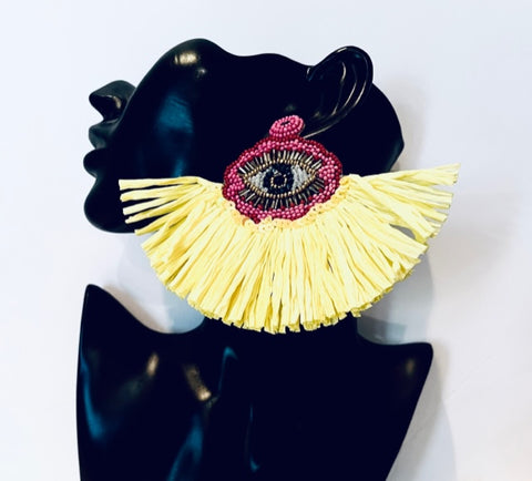 Pink and Yellow Earrings Bold Dazzling Color