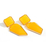 Pure Resin Dangle Earrings - Yellow 