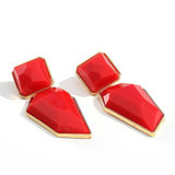 Pure Resin Dangle Earrings - Red 