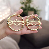 Twist 'n' Name Hoops 18K Gold Plated Metal Personalized Earrings