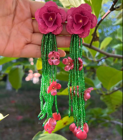 Luxury Handmade Tassel Long Flower Bling Earrings For Women's New Arrival