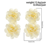 Grand Petal Fabric Flower Drop Earrings - These earring featured oversized, fluffy fabric petals. 