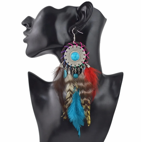 Bohemian Feather Dangle Drop Earrings New Arrival