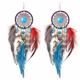 Bohemian Feather Drops Dangle Earrings- Delicate Feathers 