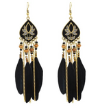 Bohemian Feather Drops Dangle Earrings- Delicate Feathers 