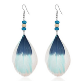 Bohemian Feather Drops Dangle Earrings- Delicate Feathers 