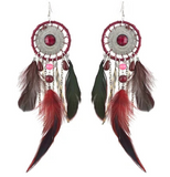 Bohemian Feather Drops Dangle Earrings- Delicate Feathers 