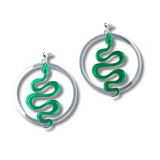 Green Serpent Reflective Drops Earrings