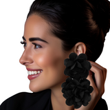 Grand Petal Fabric Flower Drop Earrings