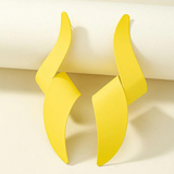 Bold Yellow Long Twist Drop Earrings