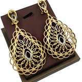 18k Two Tone Gold Plated Big Drop Earrings