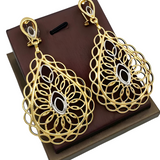 18k Two Tone Gold Plated Big Drop Earrings