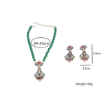 Vintage Baroque Style Green Beads Necklace + Earrings