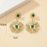 Emerald Radiance Bold Dangle Earrings - 8.3cm length