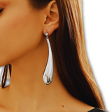 Radiant Ripple Bold Drop Earrings - Comfortable for a daily wear.  - Silver 