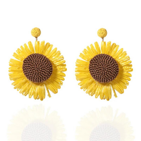 Boho Big Sunflowers Aesthetic Dangle Earrings