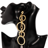 Bold Punk Link Circle Chain Earrings! Measuring 4.9 inches in length and 1.3 inches in width, these striking earrings feature a unique design that captures attention with their great movement and bold aesthetic.