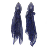  Imitation Pearl Lace Wrap Long Beaded Earrings - Blue 