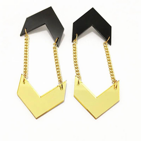 Dark Gold Mirror Dangle Earrings