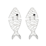 GlamSpark Fishbone Crystal Dangle Earrings