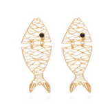 GlamSpark Fishbone Crystal Dangle Earrings