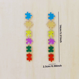 Puzzle Design Dangle Earrings - 5.51 inches in length