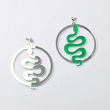 Green Serpent Reflective Drops Earrings - Very Fashionable and Beautiful 