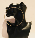 Big Classic Gold Wire Hoop Earring 4 Inch Shoulder Duster