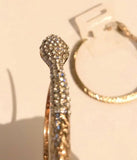 Snake Gold Bling Hoop Earrings 3.5 Inch