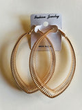Oval Hoop Earrings Wire Style Gold or Silver 3 Inch