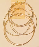 Classic Wire Hoop 3 Piece Earring Gold or Silver