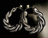 Clip On Rope Earrings Trapezoid Earrings Turkish Rope Silver Bamboo Earrings