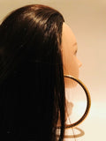 Big Gold Bamboo Etched Hoop Earring