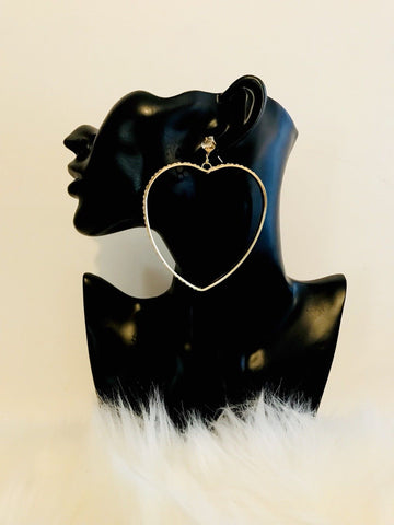 Heart Hoop Earrings With Stones Earring With Set With Bling Stud Pair