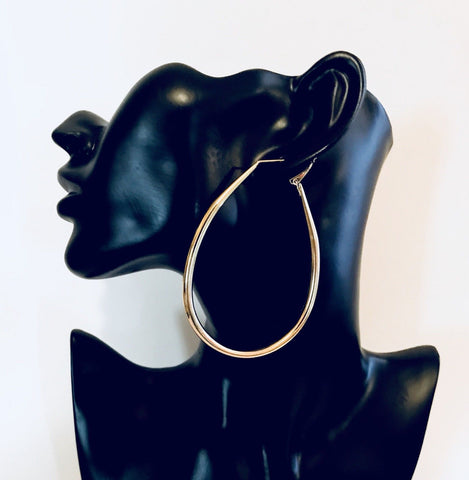 3 inch Oval Hoop Earrings