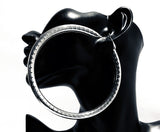 big silver etched bamboo hoop earring