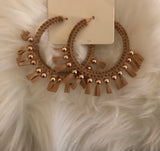 brown taupe fringe hoop earrings