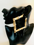 gold square bamboo earring
