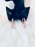 Pink Beauty Leather Hoop Earrings Gold Rim