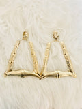 clip on bamboo triangle earring