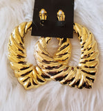 Gold Clip On Heart Hoop Earrings